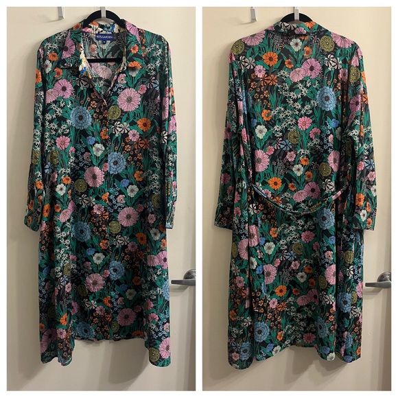 Ro’s Garden Long Sleeve Belted Floral Shirt Dress XL - Picture 11 of 11